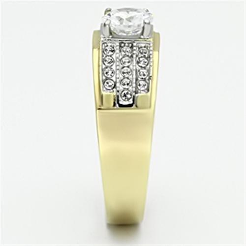 TK759 - Two-Tone IP Gold (Ion Plating) Stainless Steel Ring with AAA Grade CZ in Clear-3