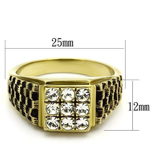 TK765 - IP Gold(Ion Plating) Stainless Steel Ring with Top Grade Crystal in Clear-1