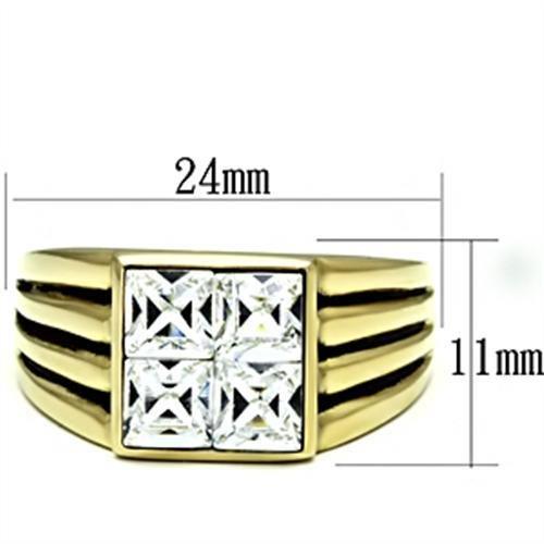 TK769 - IP Gold(Ion Plating) Stainless Steel Ring with Top Grade Crystal in Clear-1