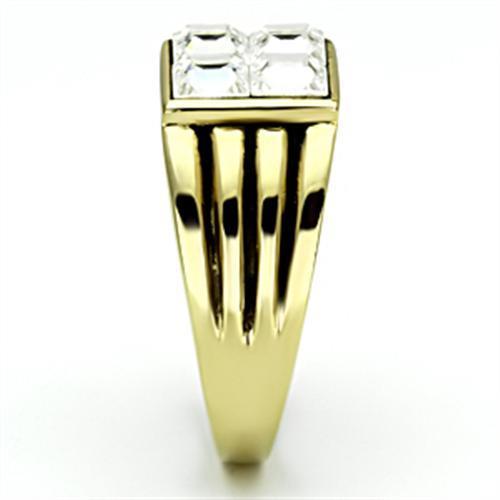TK769 - IP Gold(Ion Plating) Stainless Steel Ring with Top Grade Crystal in Clear-3