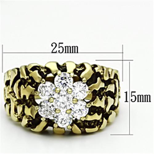 TK771 - IP Gold(Ion Plating) Stainless Steel Ring with AAA Grade CZ in Clear-1