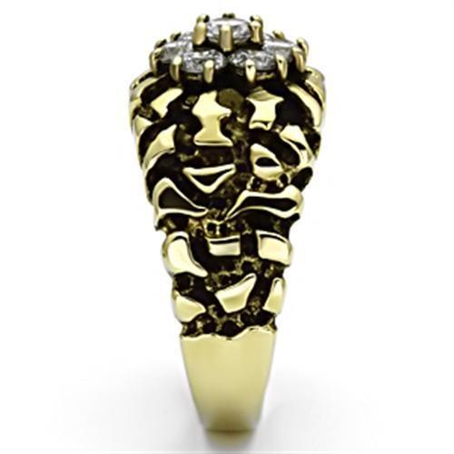 TK771 - IP Gold(Ion Plating) Stainless Steel Ring with AAA Grade CZ in Clear-3