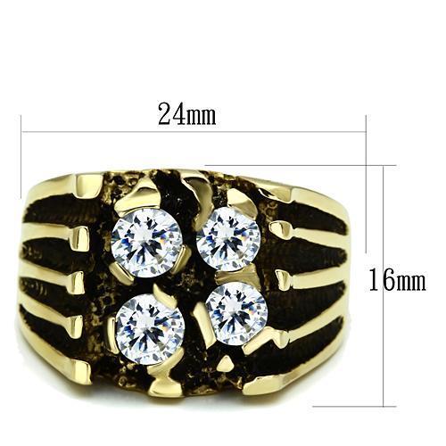 TK772 - IP Gold(Ion Plating) Stainless Steel Ring with AAA Grade CZ in Clear-1