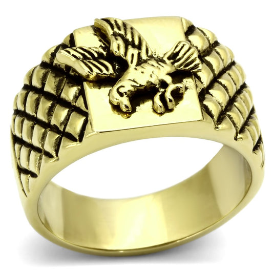 TK773 - IP Gold(Ion Plating) Stainless Steel Ring with No Stone-0