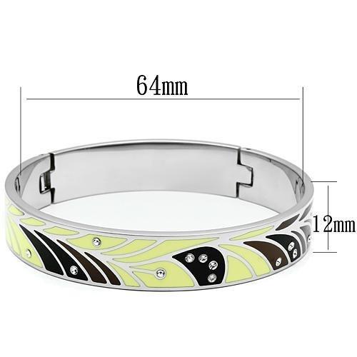 TK780 - High polished (no plating) Stainless Steel Bangle with Top Grade Crystal in Clear-1