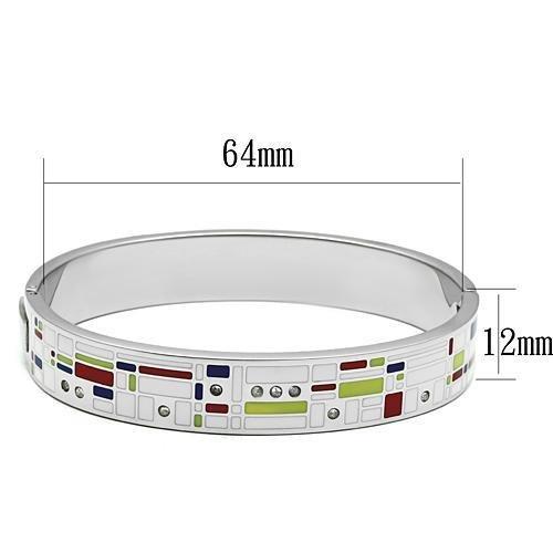 TK782 - High polished (no plating) Stainless Steel Bangle with Top Grade Crystal in Clear-1