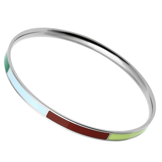 TK783 - High polished (no plating) Stainless Steel Bangle with Epoxy in Multi Color-0