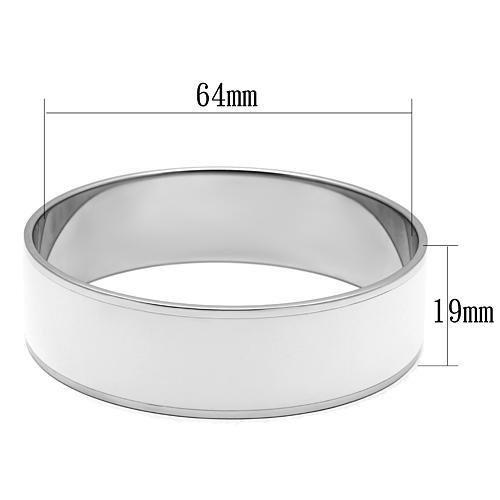 TK784 - High polished (no plating) Stainless Steel Bangle with Epoxy in White-1