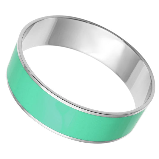 TK786 - High polished (no plating) Stainless Steel Bangle with Epoxy in Turquoise-0