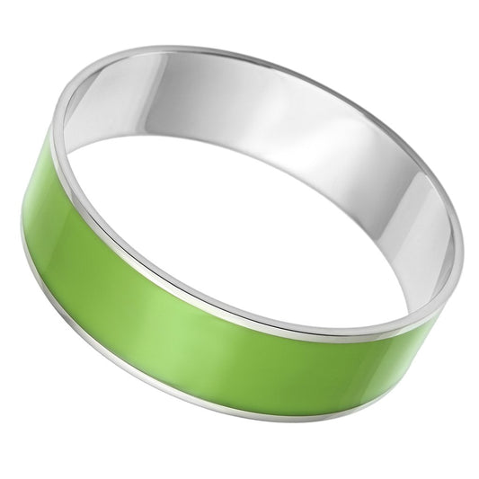 TK787 - High polished (no plating) Stainless Steel Bangle with Epoxy in Emerald-0