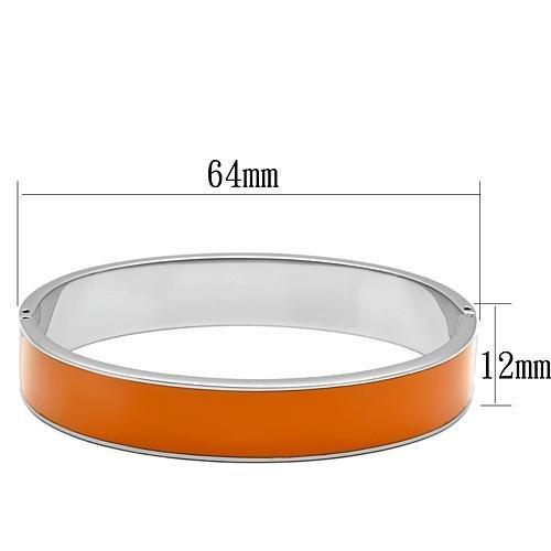 TK788 - High polished (no plating) Stainless Steel Bangle with Epoxy in Orange-1