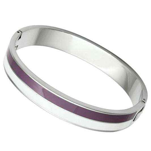 TK790 - High polished (no plating) Stainless Steel Bangle with Epoxy in Multi Color-0
