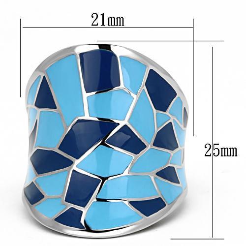 TK799 - High polished (no plating) Stainless Steel Ring with Epoxy in Multi Color-1
