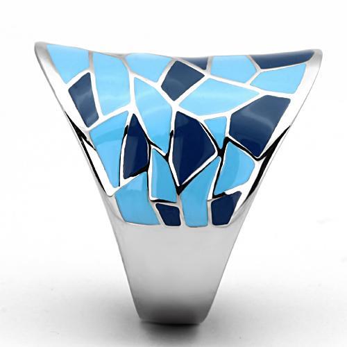 TK799 - High polished (no plating) Stainless Steel Ring with Epoxy in Multi Color-3