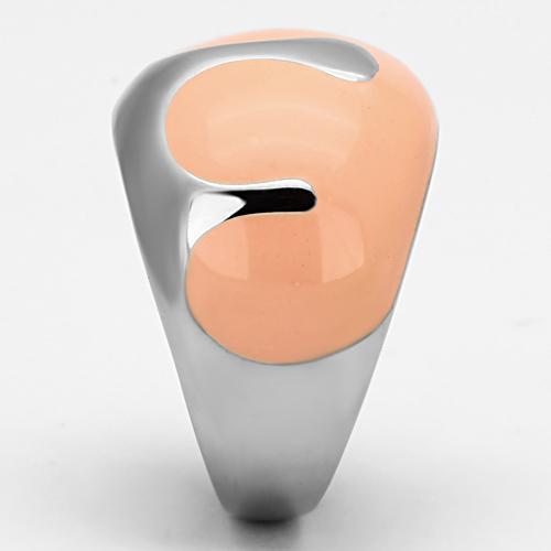 TK802 - High polished (no plating) Stainless Steel Ring with Epoxy in Orange-3
