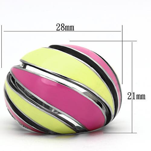 TK803 - High polished (no plating) Stainless Steel Ring with Epoxy in Multi Color-1