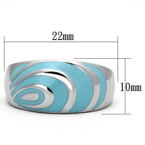 TK804 - High polished (no plating) Stainless Steel Ring with Epoxy in Sea Blue-1