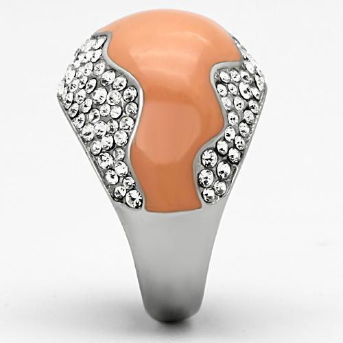 TK805 - High polished (no plating) Stainless Steel Ring with Top Grade Crystal in Clear-3
