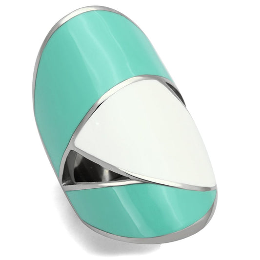 TK808 - High polished (no plating) Stainless Steel Ring with Epoxy in Multi Color-0