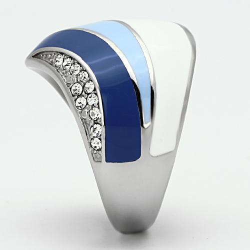 TK809 - High polished (no plating) Stainless Steel Ring with Top Grade Crystal in Clear-3