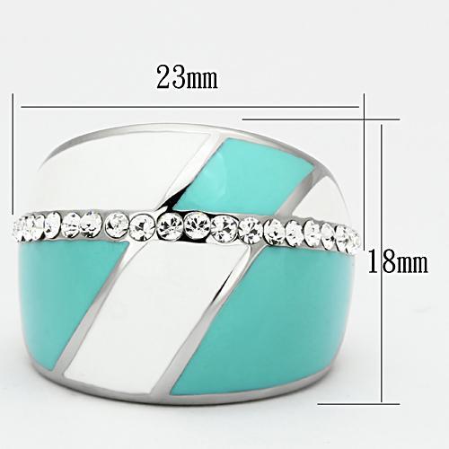 TK812 - High polished (no plating) Stainless Steel Ring with Top Grade Crystal in Clear-1