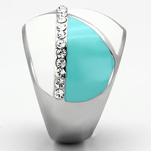 TK812 - High polished (no plating) Stainless Steel Ring with Top Grade Crystal in Clear-3