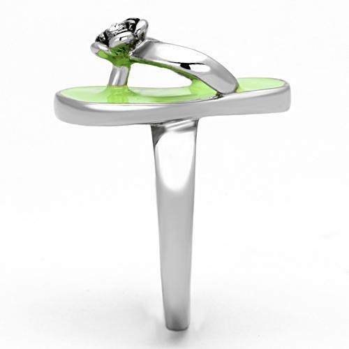 TK814 - High polished (no plating) Stainless Steel Ring with Top Grade Crystal in Clear-3