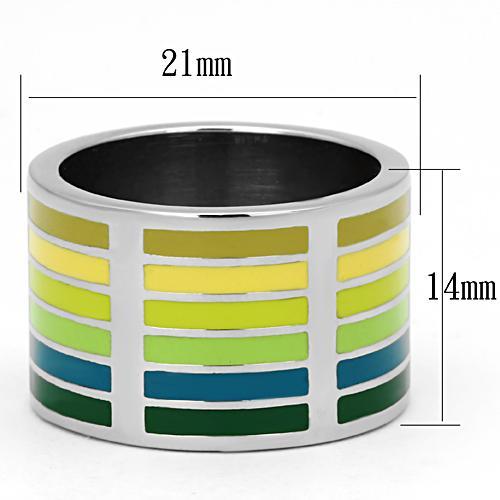 TK819 - High polished (no plating) Stainless Steel Ring with Epoxy in Multi Color-1