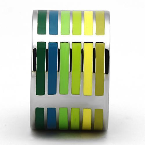 TK819 - High polished (no plating) Stainless Steel Ring with Epoxy in Multi Color-3