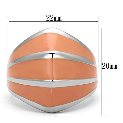 TK822 - High polished (no plating) Stainless Steel Ring with Epoxy in Orange-1