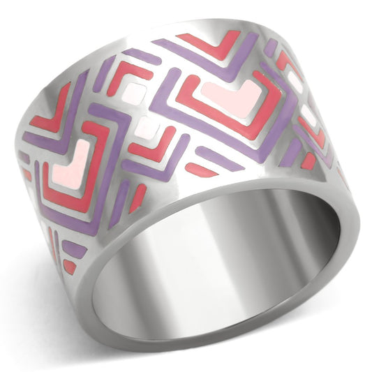 TK823 - High polished (no plating) Stainless Steel Ring with Epoxy in Multi Color-0