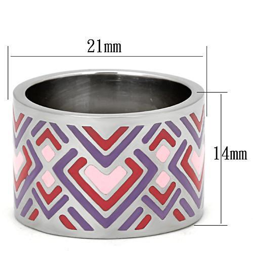 TK823 - High polished (no plating) Stainless Steel Ring with Epoxy in Multi Color-1