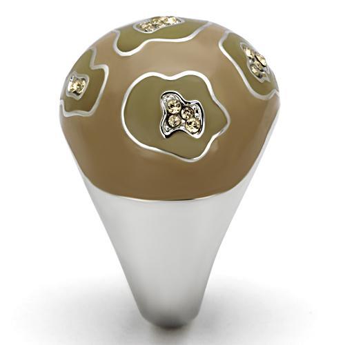 TK826 - High polished (no plating) Stainless Steel Ring with Top Grade Crystal in Citrine Yellow-3