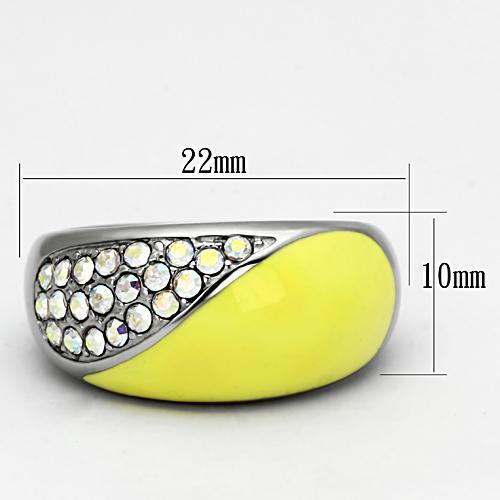 TK829 - High polished (no plating) Stainless Steel Ring with Top Grade Crystal in Aurora Borealis (Rainbow Effect)-1