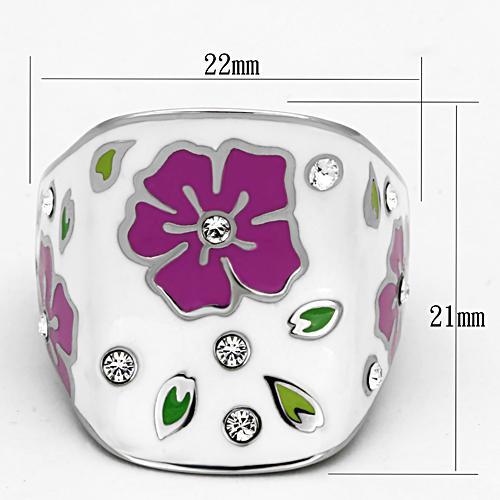 TK830 - High polished (no plating) Stainless Steel Ring with Top Grade Crystal in Clear-1