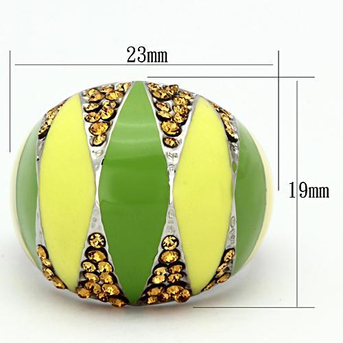 TK831 - High polished (no plating) Stainless Steel Ring with Top Grade Crystal in Topaz-1