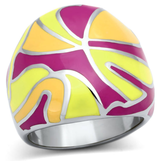TK834 - High polished (no plating) Stainless Steel Ring with Epoxy in Multi Color-0