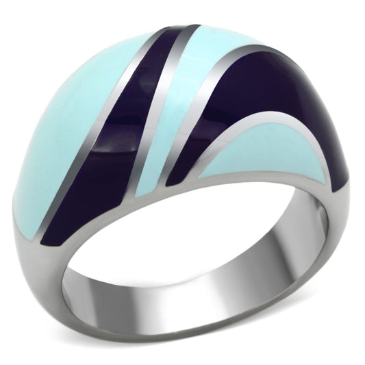 TK835 - High polished (no plating) Stainless Steel Ring with Epoxy in Multi Color-0