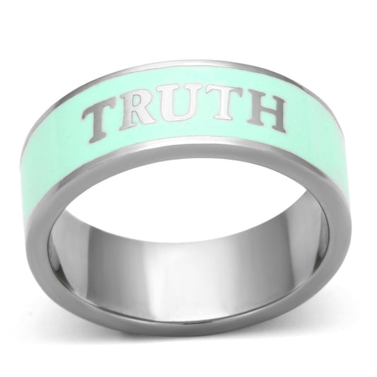 TK836 - High polished (no plating) Stainless Steel Ring with Epoxy in Turquoise-0