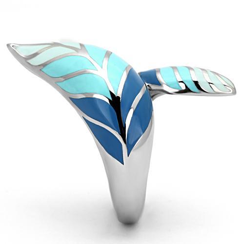 TK838 - High polished (no plating) Stainless Steel Ring with Epoxy in Multi Color-3