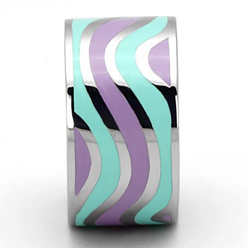 TK840 - High polished (no plating) Stainless Steel Ring with Epoxy in Multi Color-3
