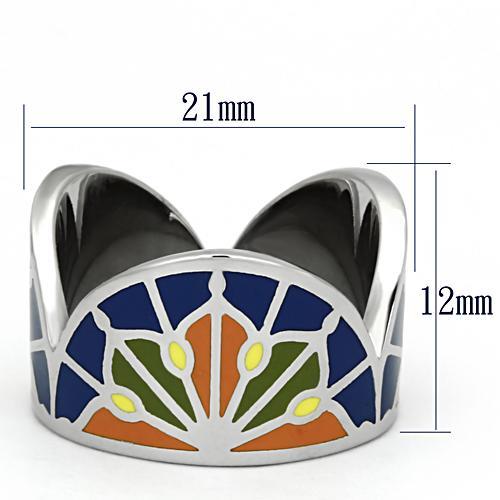 TK842 - High polished (no plating) Stainless Steel Ring with Epoxy in Multi Color-1