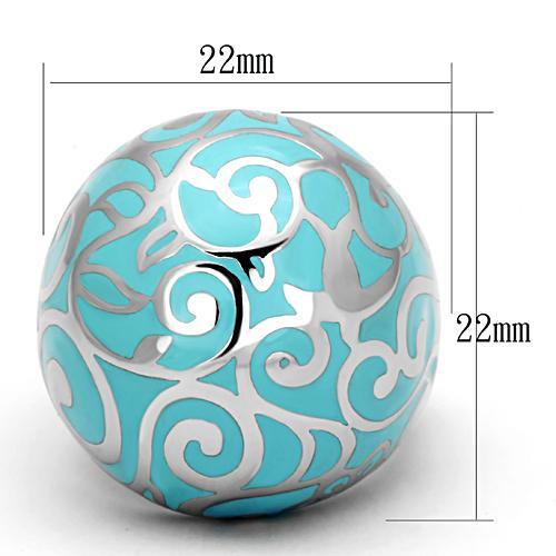TK845 - High polished (no plating) Stainless Steel Ring with Epoxy in Aquamarine-1