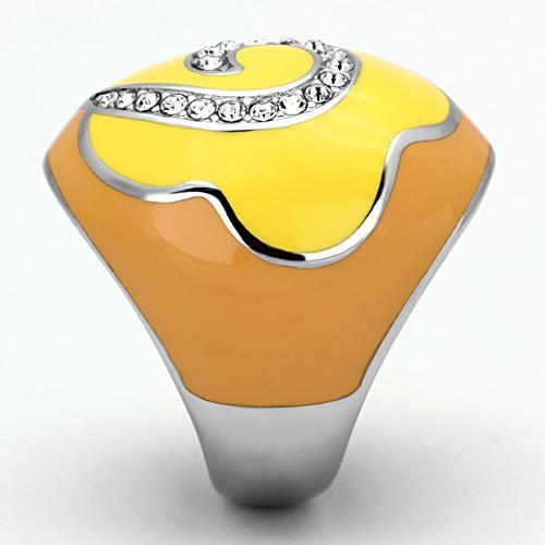 TK846 - High polished (no plating) Stainless Steel Ring with Top Grade Crystal in Clear-3