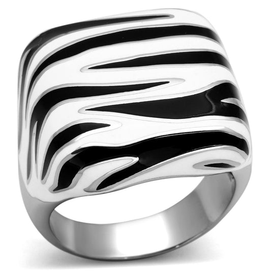 TK848 - High polished (no plating) Stainless Steel Ring with Epoxy in Multi Color-0