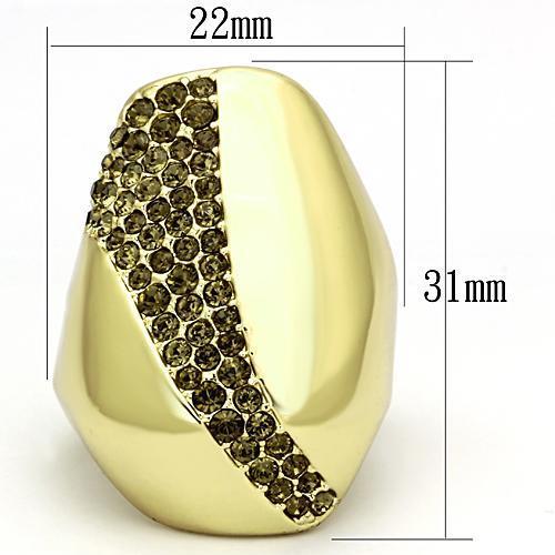 TK854 - IP Gold(Ion Plating) Stainless Steel Ring with Top Grade Crystal in Smoked Quartz-1