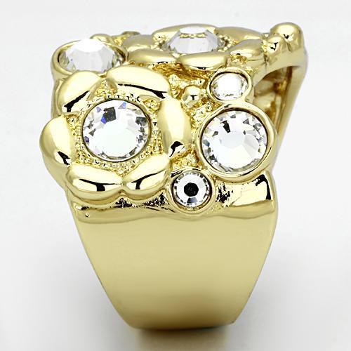 TK856 - IP Gold(Ion Plating) Stainless Steel Ring with Top Grade Crystal in Clear-3