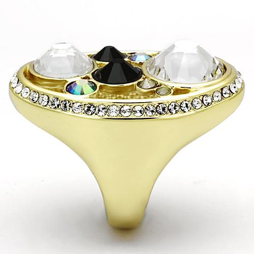 TK857 - IP Gold(Ion Plating) Stainless Steel Ring with Top Grade Crystal in Multi Color-3