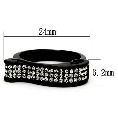 TK862 - IP Black(Ion Plating) Stainless Steel Ring with Top Grade Crystal in Black Diamond-1