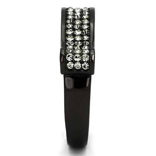 TK862 - IP Black(Ion Plating) Stainless Steel Ring with Top Grade Crystal in Black Diamond-3